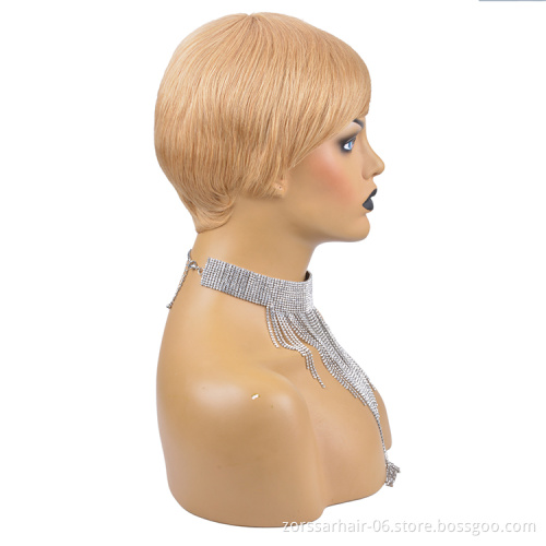 Cheap Machine Made None Pixie Cut Wigs For Women Peruvian Human Hair Lace Short Wigs